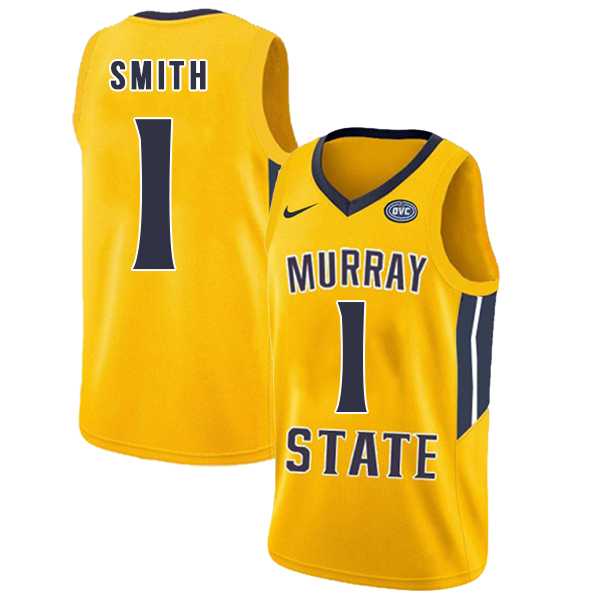 Murray State Racers #1 DaQuan Smith Yellow College Basketball Jersey